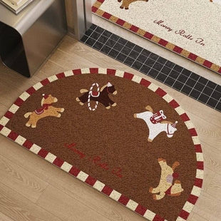 小马驹马年中古半圆入户地垫红色脚垫新年玄关门口地毯丝圈可裁剪