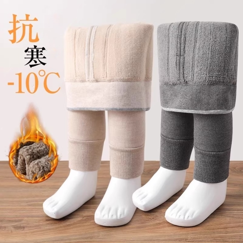 女童打底裤加厚加绒宝宝不开裆外穿秋冬羊羔绒婴儿九分儿童连裤袜