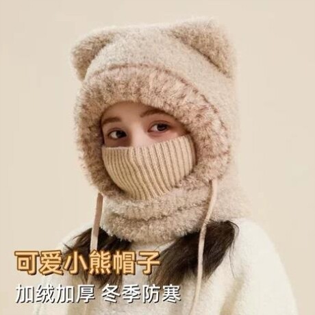 加绒加厚儿童帽子围脖一体冬季保暖男女童洋气针织套头女孩宝宝帽