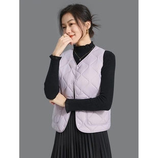百搭内胆 V领坎肩修身 2025新款 秋冬羽绒棉马甲女轻薄内穿马夹短款
