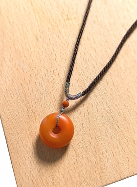 D705# 天然保山南红甜甜圈平安扣精致款吊坠13*6mm