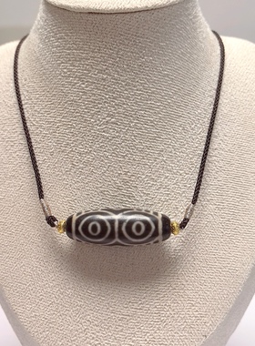 D889# 龙纹六眼天珠西藏藏传玉髓玛瑙原矿真品天珠吊坠39*13.5mm