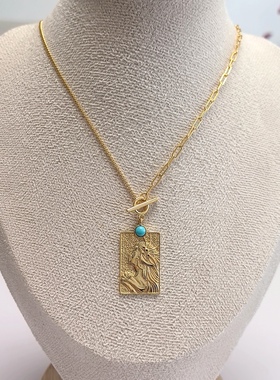 D1477# 通体S925纯银绿松石美松复古精致款女王项链吊坠24*16mm