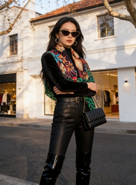 孤品特价【HL】超大斜纹绿色印花纯羊毛大方巾围巾