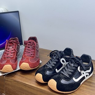 米诗思头层牛皮阿甘鞋女2025新款内增高休闲德训鞋百搭透气板鞋女