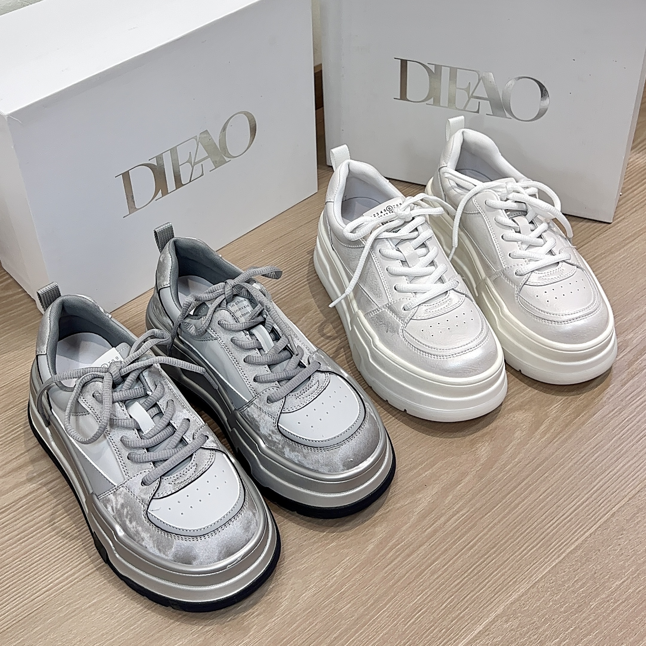 蝶澳小白鞋女2024新款97E60轻便休闲百搭板鞋潮流ins运动厚底女鞋