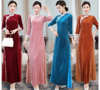 2023春晚旗袍同款舞蹈晨光曲舞剧永不消逝的电波渔光连衣裙连衣裙