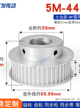 同步轮 5M44齿T 带凸台阶同步皮带轮 槽宽21 BF型 精加工成品内孔