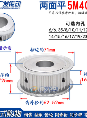 两面平 5M40齿/T 同步轮 槽宽11/16/21/27AF型 同步皮带轮 孔8-30