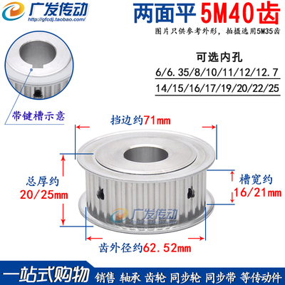 两面平5M40齿同步轮槽宽16/21AF