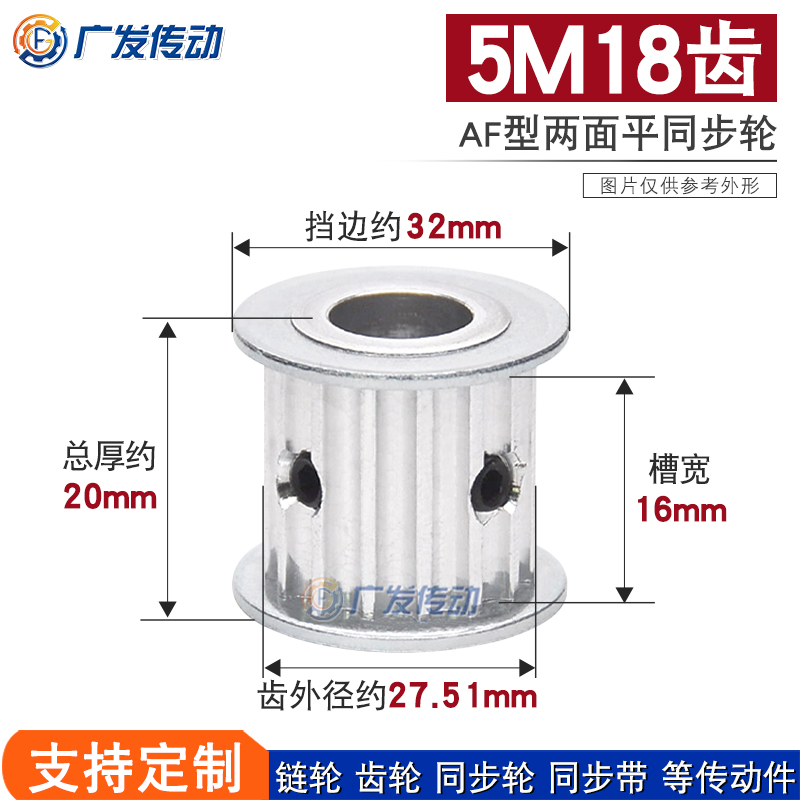 两面平同步轮5M18齿槽宽16