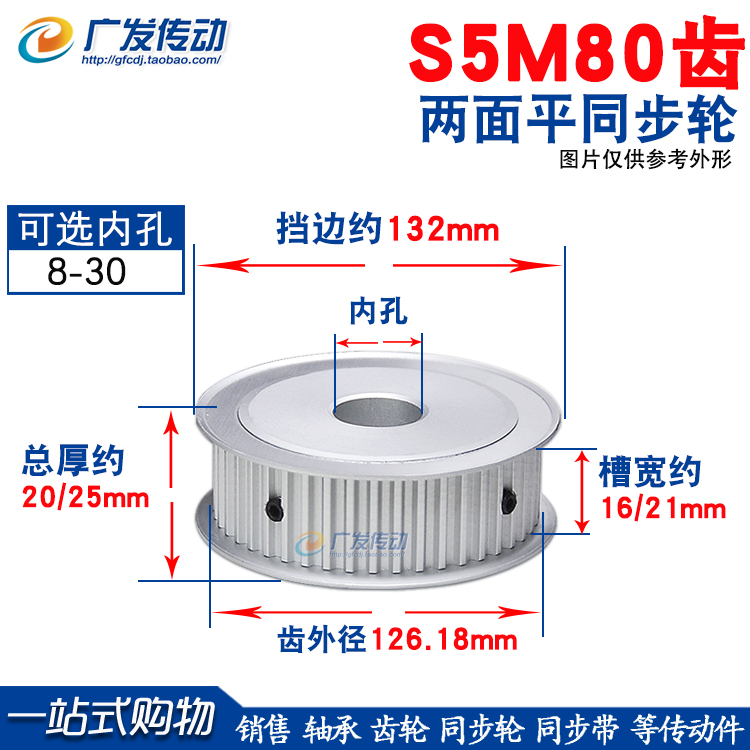 s5m80齿两面平同步皮带轮