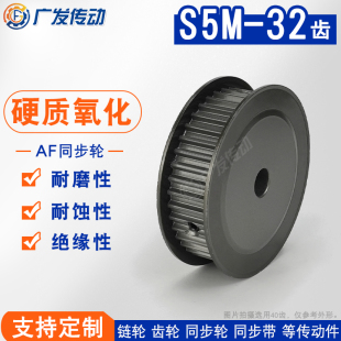 17AF型 S5M硬质氧化 同步轮槽宽11 两面平皮带轮成品孔 S5M32齿