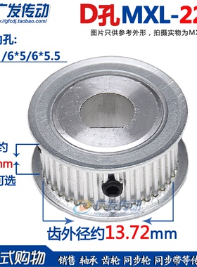 同步轮D型孔 MXL22齿 T  两面平皮带轮  AF型 D孔5*4.5/6*5/6*5.5