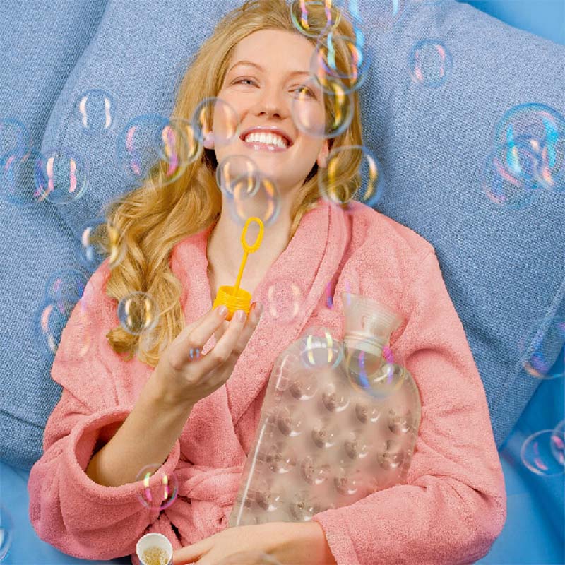 德国原装进口fashy蜂窝PVC热水袋可坐可暖腰1.2L冲注水平板暖水袋