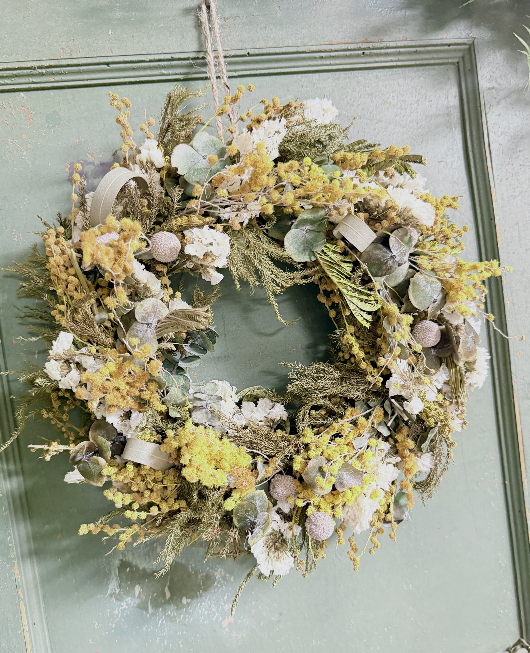 森系自然风合金欢干花花环门楣花壁饰墙面装饰花干燥花背景墙花艺