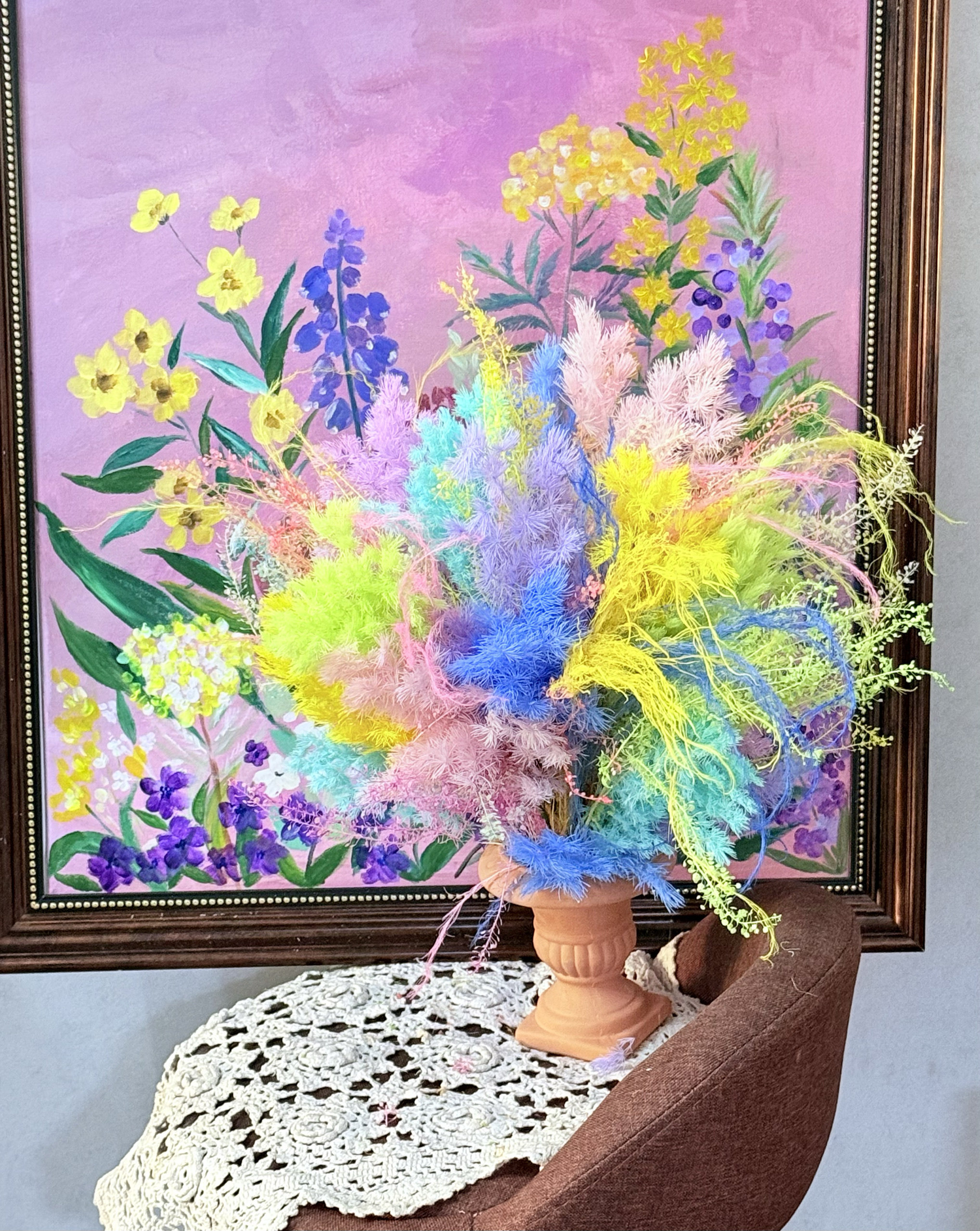 璀璨烟花永生花盆栽高档客厅花卉七彩年宵花蓬莱真花罗马土陶花瓶