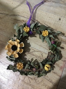 乡村美腻纯手工天然干花花环玫瑰叶开心果花环壁挂门花环