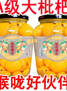 新鲜枇杷罐头玻璃瓶商用当季现摘无核大果肉水果罐头整箱现货批发