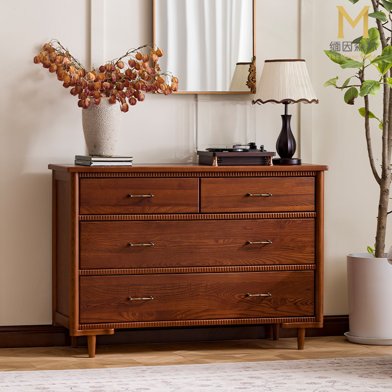 纯实木斗柜中古风复古四斗柜收纳柜卧室储物法式白蜡木,住宅家具,斗柜,淘宝优惠券,粉丝福利购,淘宝优惠卷