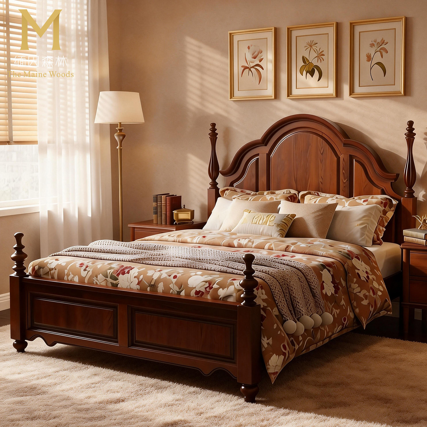 法式复古主卧大床纯实木1.8米实木床白蜡木双人床1.5m婚床20