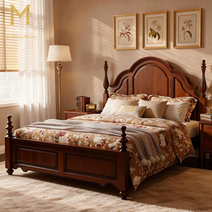 法式复古主卧大床纯实木1.8米实木床白蜡木双人床1.5m婚床2026年