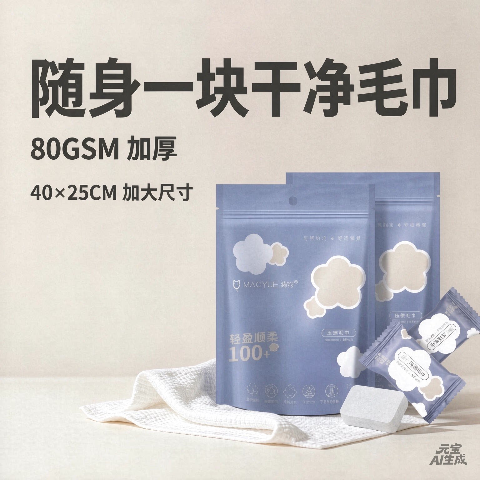 压缩毛巾旅行装一次性洗脸巾便携式纯棉加厚洁面巾独立包装压缩巾