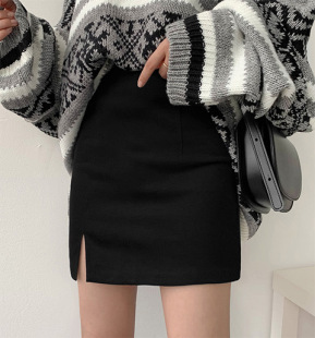 黑色短裙2024春夏新款 高腰开叉百搭显瘦包臀甜辣气质裙 半身裙大码