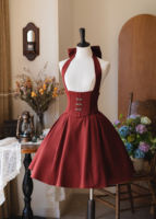 【 Forest Ode 】 Forest Wardrobe's original retro fishbone halter skirt is elegant and classic for autumn thumbnail 4