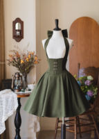 【 Forest Ode 】 Forest Wardrobe's original retro fishbone halter skirt is elegant and classic for autumn thumbnail 5