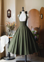 【 Forest Ode 】 Forest Wardrobe's original retro fishbone halter skirt is elegant and classic for autumn thumbnail 2