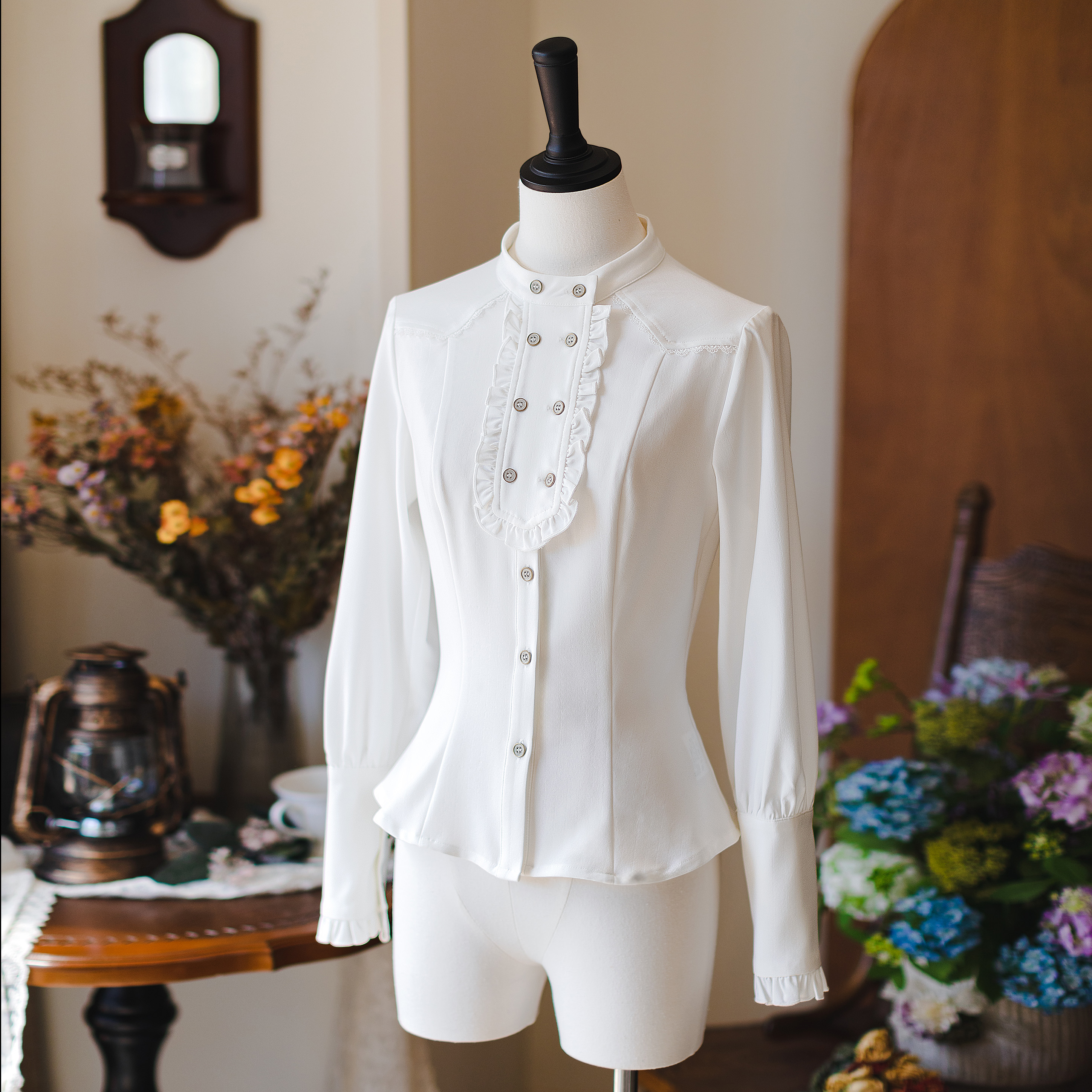 【森林颂歌】森林衣橱原创复古小立领羊腿袖衬衣优雅古典秋季