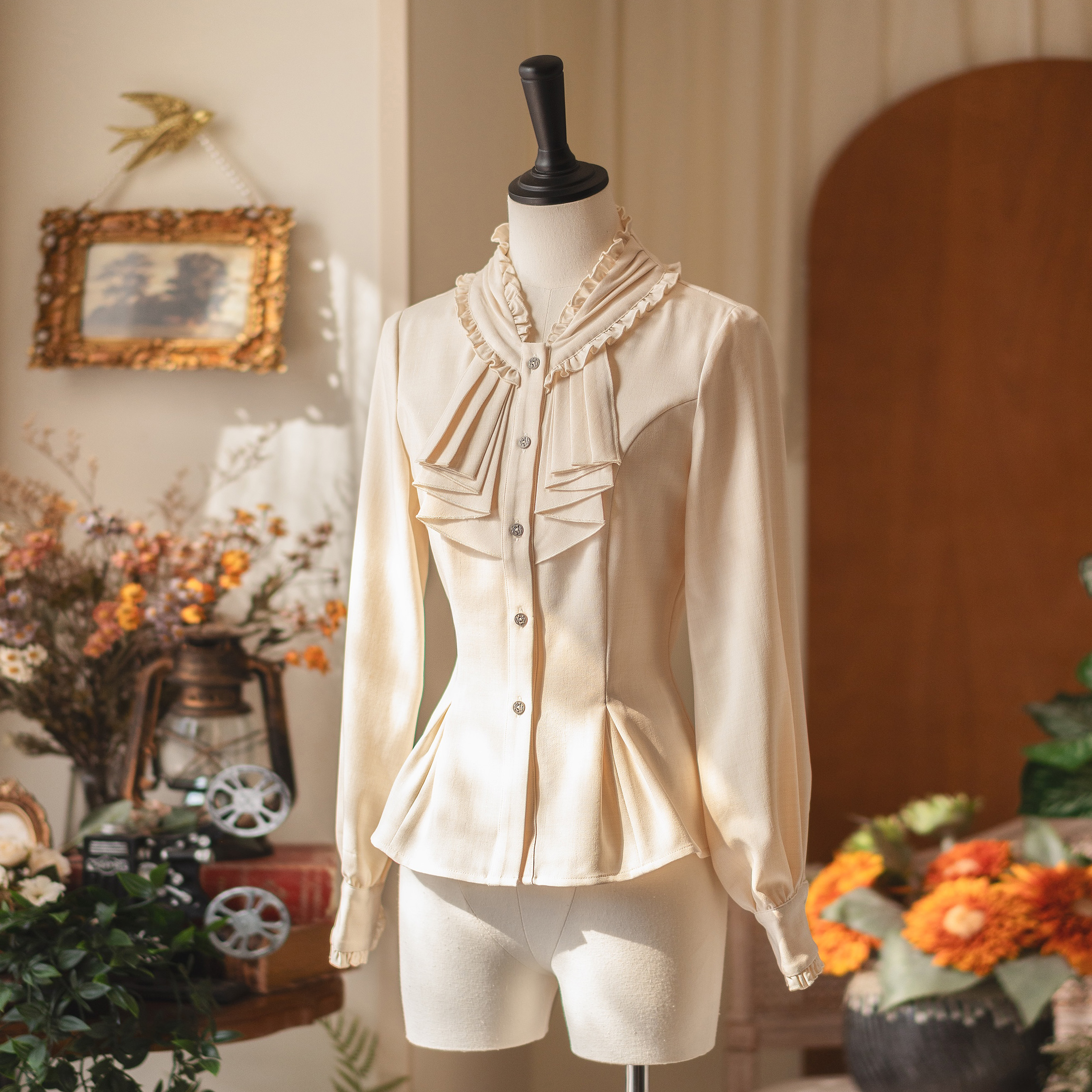 【森林知秋】森林衣橱原创收腰衬衣CLA复古典优雅