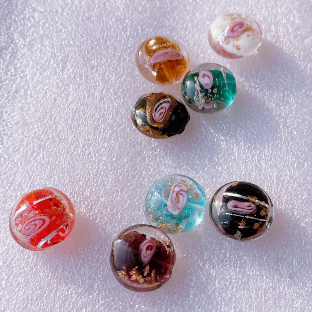 20mm银丝玫瑰扁圆散珠DIY串珠