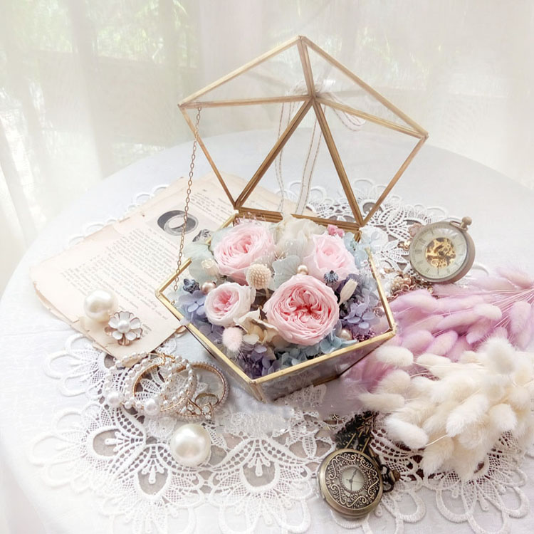 永生花礼盒diy婚戒指盒几何透明