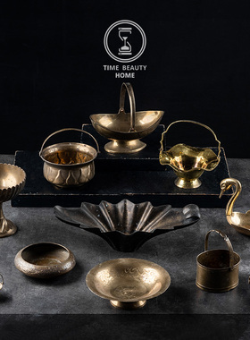 欧美黄铜果盘果篮干花器