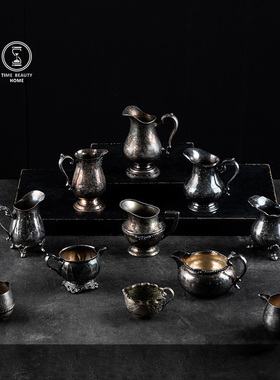 10.29 精 F组 欧式古董复古VINTAGE 镀银奶壶 INS装饰摆件软装