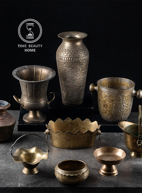 黄铜果盘果篮子干花器