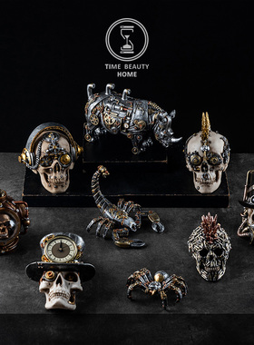 赛博朋克骷颅动物摆件