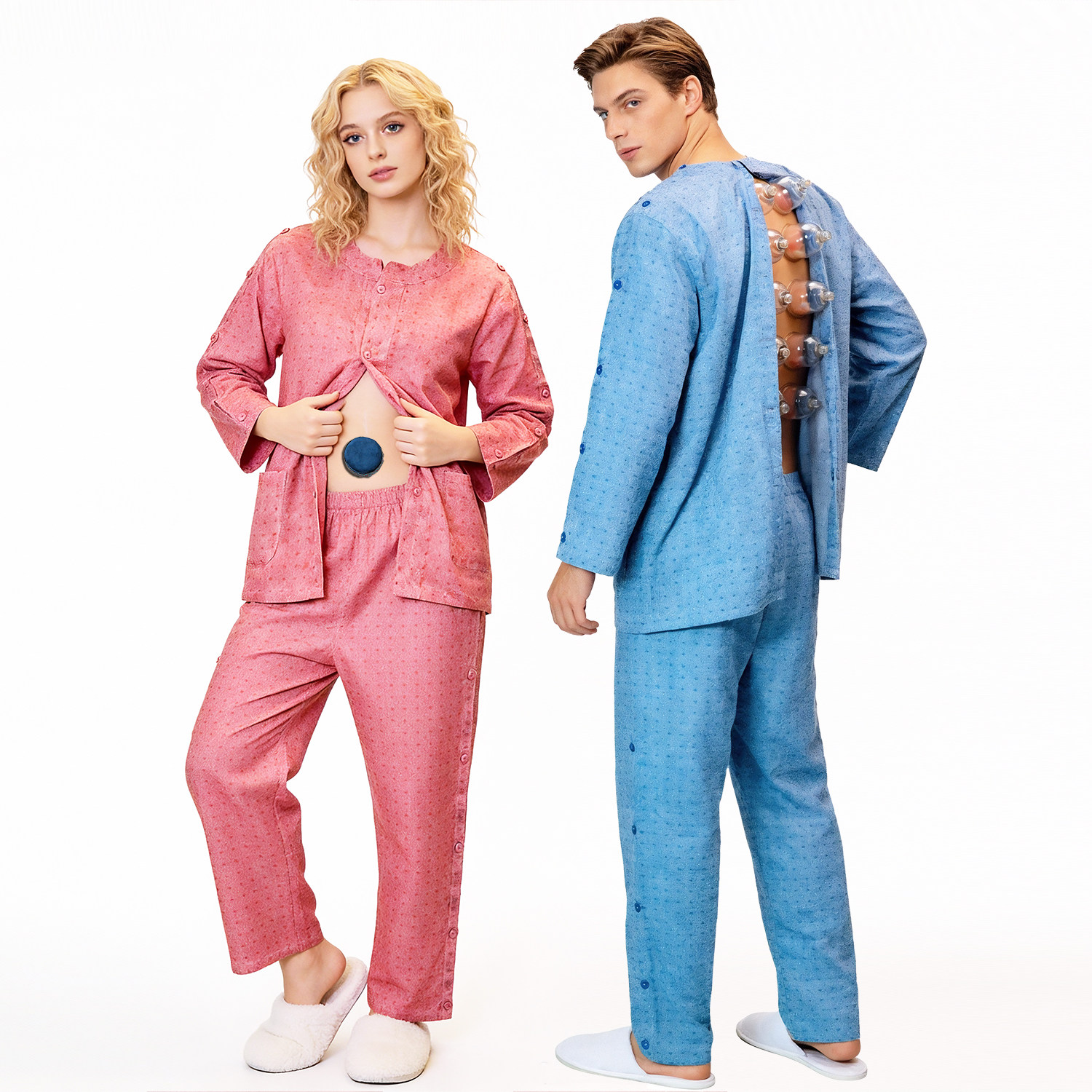 艾灸服棉质前后腿侧肩膀开纽扣成人长款按摩服SPA美容针灸理疗服,居家布艺,汗蒸服,淘宝优惠券,粉丝福利购,淘宝优惠卷