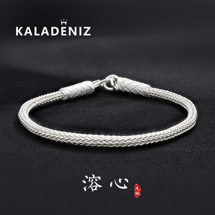 土耳其999纯银手链女森系小众ins简约冷淡风情侣款超细编织手绳男