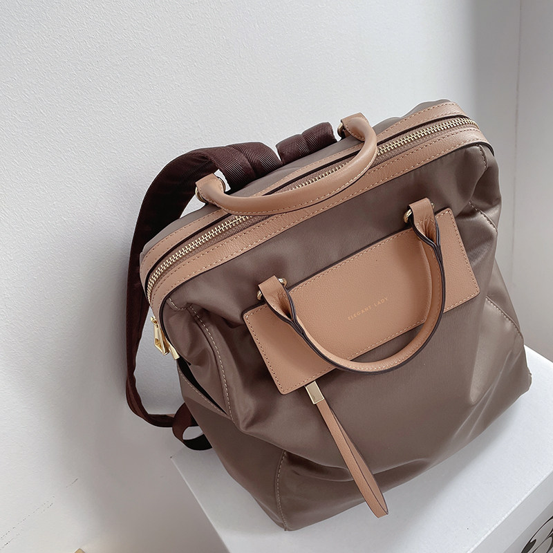 KOREAN VERSION OF THE MAGAZINE LIGHTWEIGHT LARGE-CAPACITY MUMMY BAG OXFORD CLOTH LEATHER COMMUTER SHOULDER COLLEGE BACKPACK TRAVEL BAG