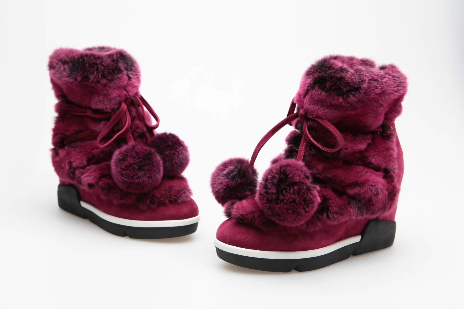 轻奢紫色意大利进口蝴蝶结短靴