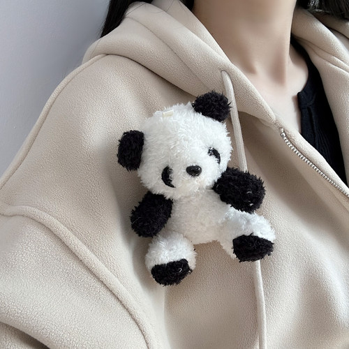 超可爱毛绒小熊猫胸针别针