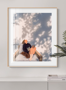 YOO SUBIN艺术装饰画女孩光影挂画卧室床头摆画简约餐厅小众治愈