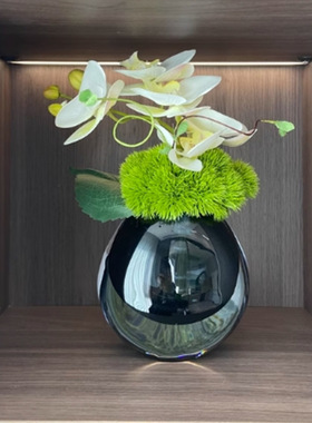 现代简约琉璃花瓶插花摆件客厅玄关样板间餐桌酒店轻奢工艺装饰品