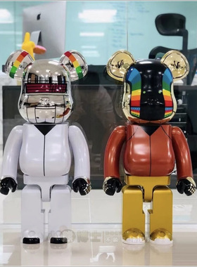 bearbrick1000%70公分蠢朋克三代乐队黄白高版本暴力熊积木熊摆件