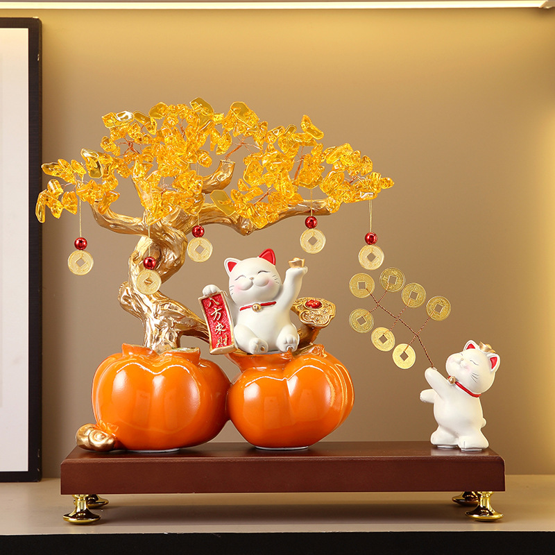 八方来财发财树摆件店铺开业办公室前台玄关客厅装饰高档乔迁礼物