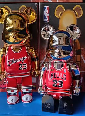 暴力熊积木熊潮玩篮球球星乔丹奥尼尔库里艾弗森手办潮流桌面摆件