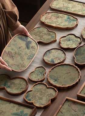 胡桃木托盘多款式实木壶承简约酒店茶盘单层壶托长方形家用干泡台